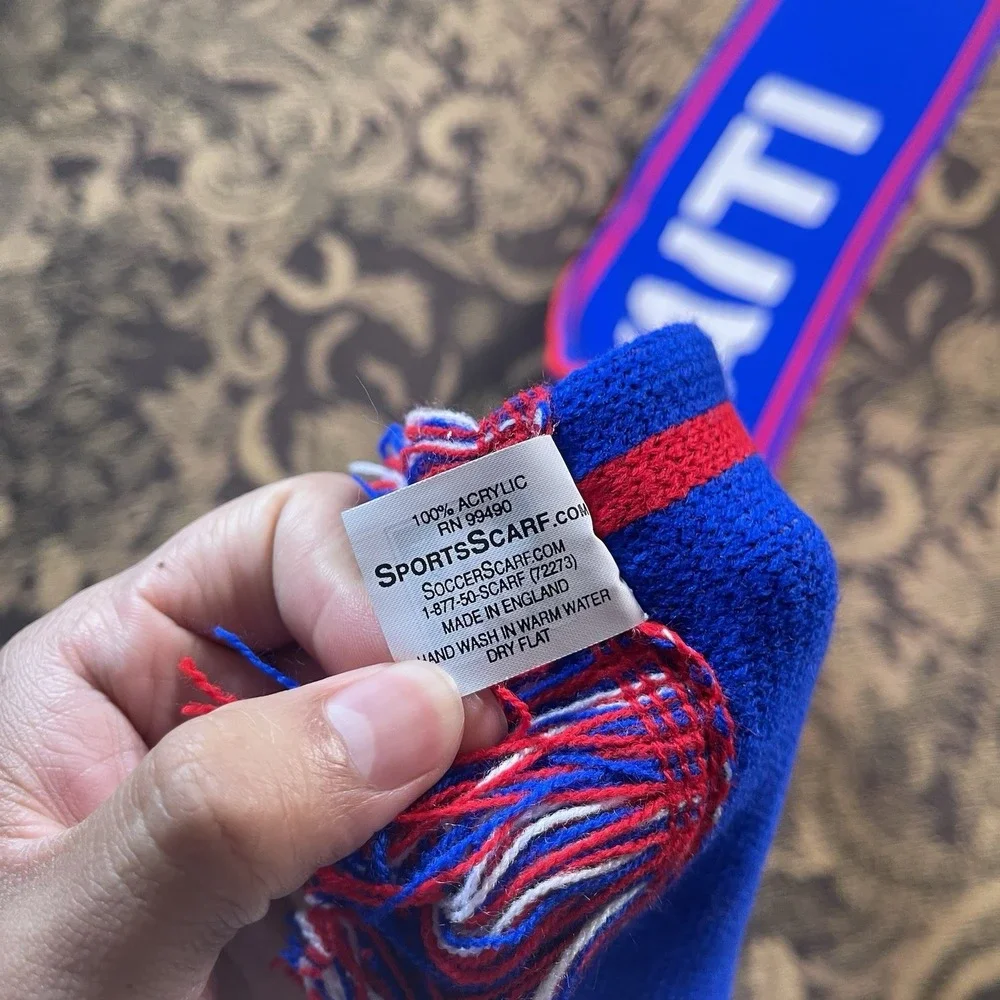 Haiti Soccer Football Scarf Licensed New Red Blue Double Sided New A